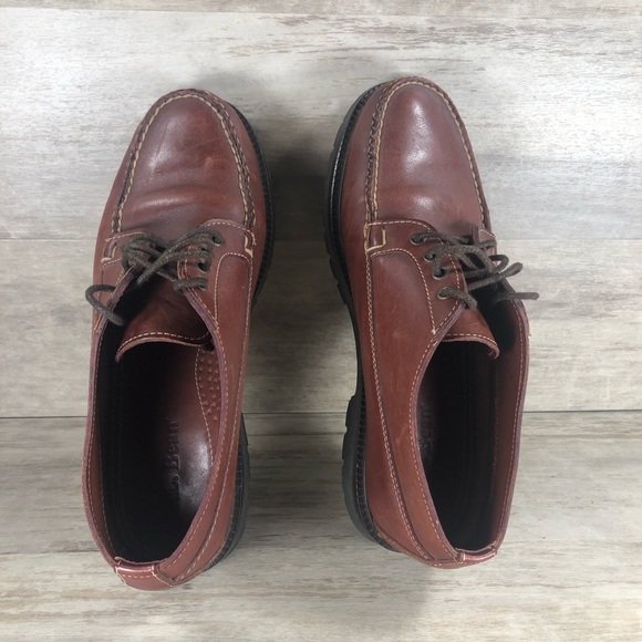 LL Bean Leather Derby Shoe Vibram Gumlite Lug Sole Brown Men 10 - Picture 6 of 11